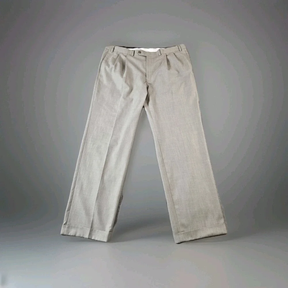 Lauren  by Ralph Lauren Men's Pleated Dress Pants Cuff Hem Lightweight 40